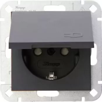 HEINRICH KOPP HK 07 Tomada com contacto de proteção para encastrar com tampa basculante, antracite 940115001