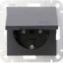 HEINRICH KOPP HK 07 Tomada com contacto de proteção para encastrar com tampa basculante, antracite 940115001