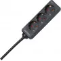 HEINRICH KOPP extensão elétrica, 3 tomadas, 1,4 m, preta 128615005