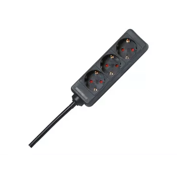 HEINRICH KOPP extensão elétrica, 3 tomadas, 1,4 m, preta 128615005