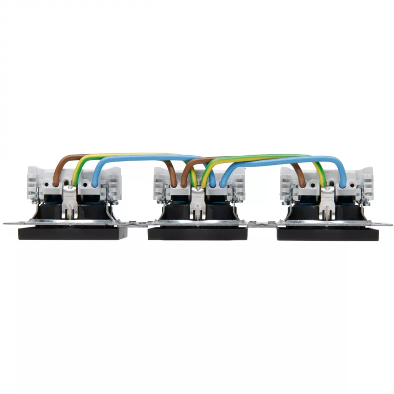 HEINRICH KOPP HK07 KombiQuick tomada schuko tripla, antracite, encastrar, 16 A, 250 V, com proteção para crianças, isenta de halogéneos 133415001