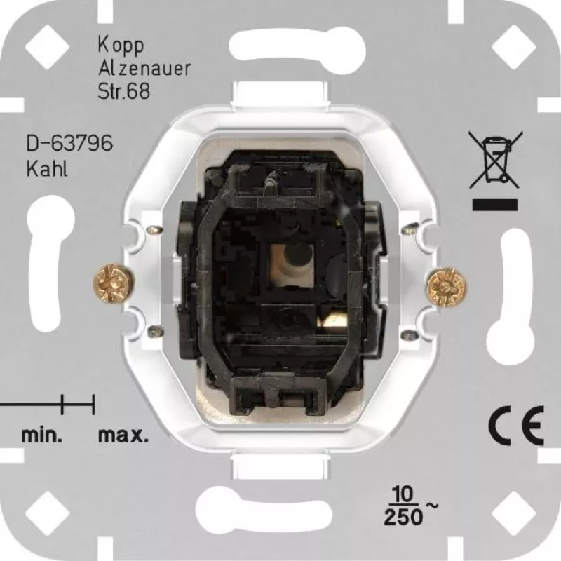 HEINRICH KOPP mecanismo de botão para HK05/HK07, alumínio, 1 polo, 250V AC, 10A 504400001