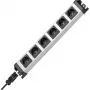 Kopp POWERversal régua de tomadas 6 tomadas com entrada GST18i, sem interruptor, prateado/preto 2.29420012E8