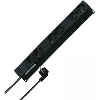 HEINRICH KOPP régua de tomadas para rack 19 polegadas 6 tomadas schuko preto cabo de 2m 931615016