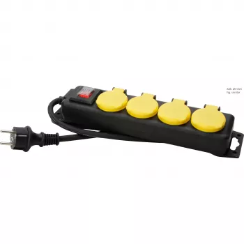 HEINRICH KOPP régua de tomadas 4 tomadas com interruptor, amarelo/preto, 1,5 m 223012002