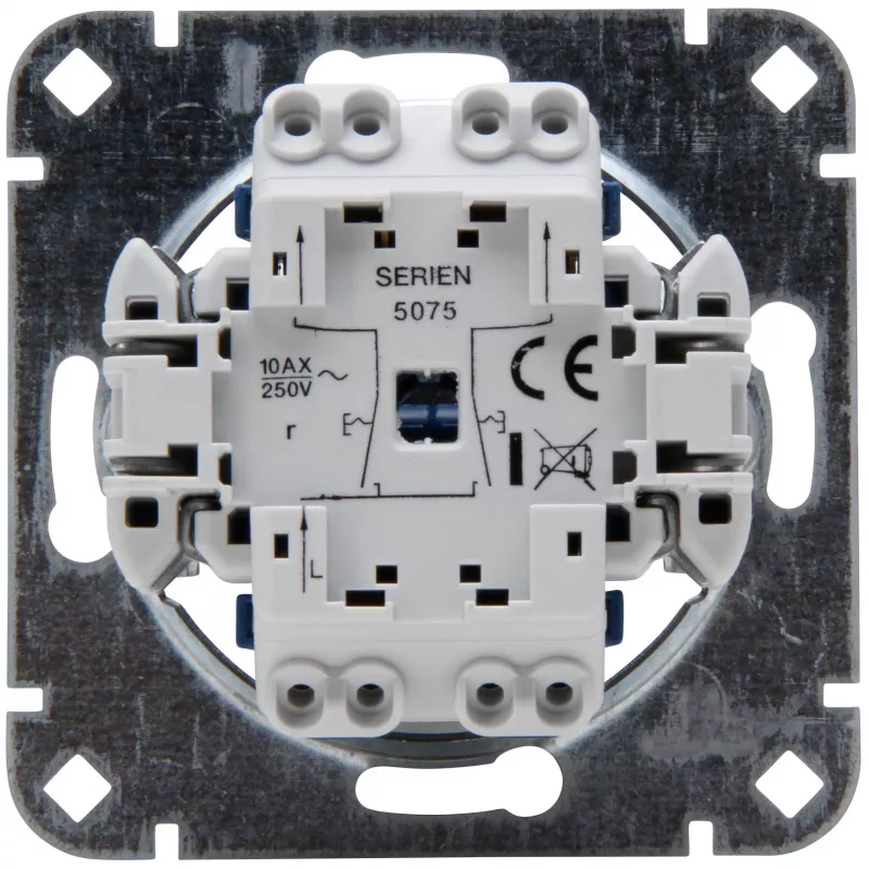 HEINRICH KOPP mecanismo de interruptor duplo, encastrar, 2 tomadas, 250 V, 10 A, terminais de parafuso, termoplástico, IP20 507500007