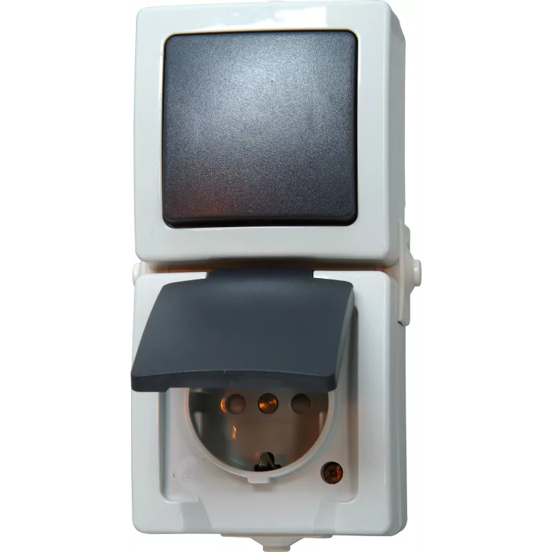 HEINRICH KOPP Nautic cinzento interruptor combinado e tomada com tampa basculante, IP44, 250 V, 16 A 138556008