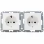 HEINRICH KOPP HK07 KombiQuick tomada Schuko dupla horizontal de encastrar, branco puro (RAL 9010), com proteção para crianças, 16 A, 250 V, terminais de ligação rápida, termoplástico sem halogéneos 133829004