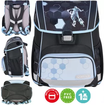 Herlitz Loop Mochila escolar 6-9 anos com Cyber Soccer Robot
