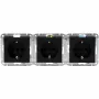 Tomada Schuko múltipla de encastrar Heinrich Kopp HK07 KombiQuick 3 tomadas, horizontal, preta, 16 A, 250 V, IP20, terminais de parafuso, sem proteção para crianças 133350001