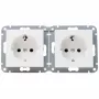 HEINRICH KOPP HK07 KombiQuick Tomada Schuko 2 tomadas horizontal para embutir, branco puro 133729001