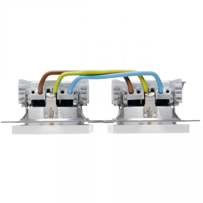 HEINRICH KOPP HK07 KombiQuick Tomada Schuko 2 tomadas horizontal para embutir, branco puro 133729001