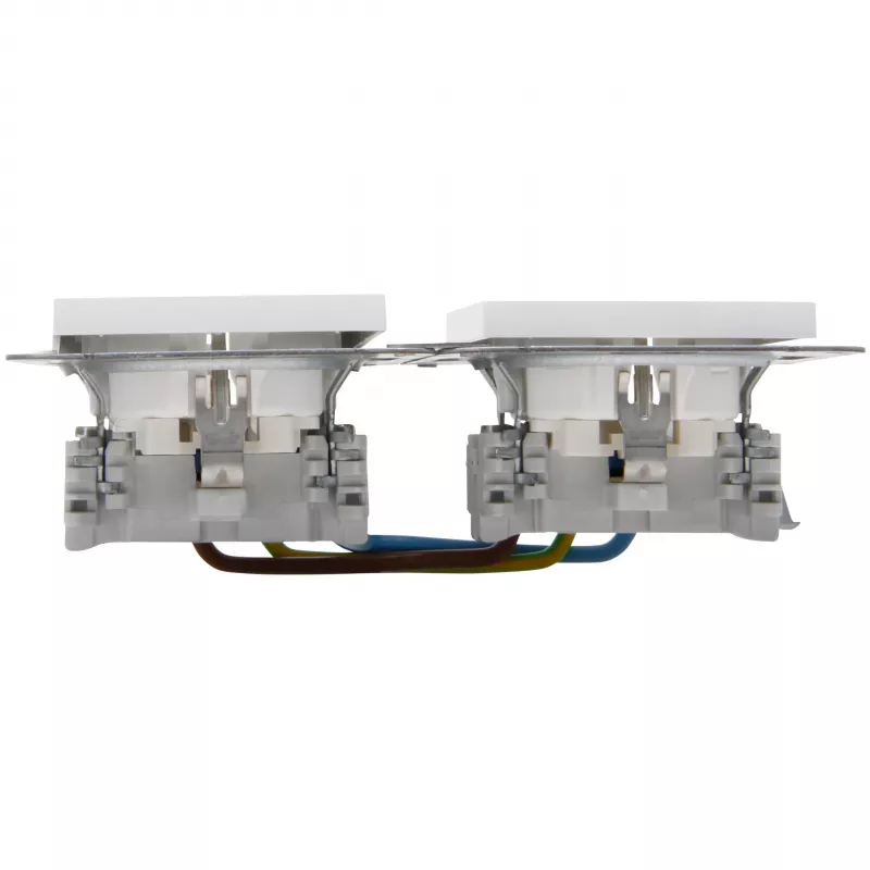 HEINRICH KOPP HK07 KombiQuick Tomada Schuko 2 tomadas horizontal para embutir, branco puro 133729001