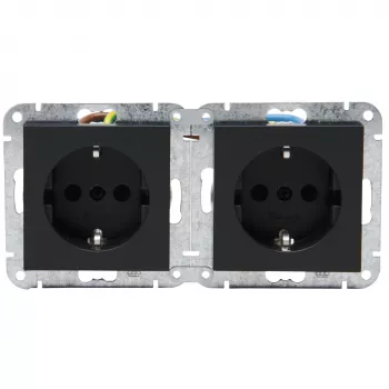 HEINRICH KOPP HK07 KombiQuick Tomada 2 tomadas para embutir, Schuko, horizontal, segurança para crianças, antracite 133815003