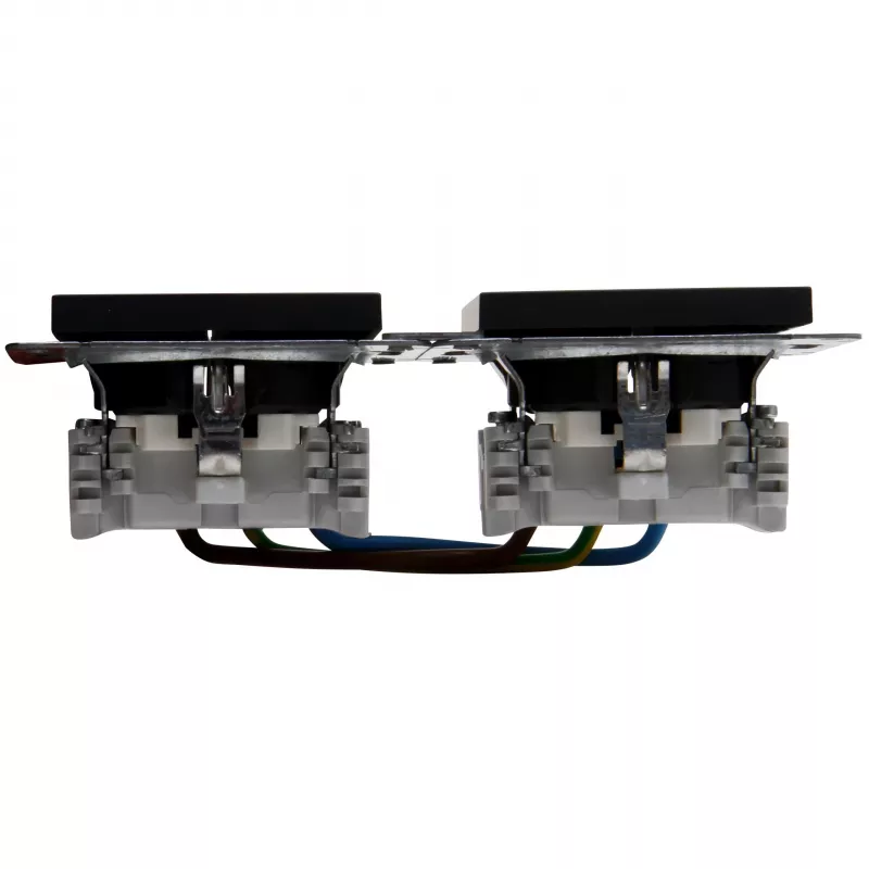 HEINRICH KOPP HK07 KombiQuick Tomada 2 tomadas para embutir, Schuko, horizontal, segurança para crianças, antracite 133815003
