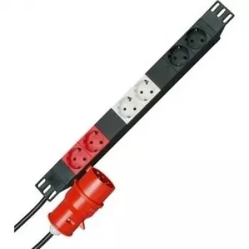 HEINRICH KOPP Régua de tomadas para rack 19 polegadas 6 tomadas Schuko com interruptor, 1U, preto 930105013
