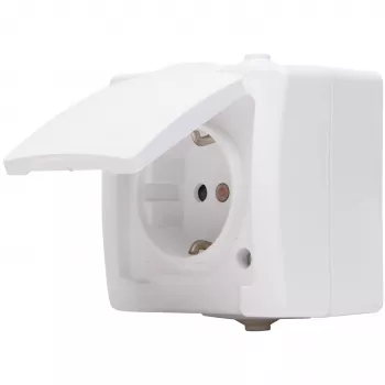 Heinrich Kopp NAUTIC Tomada com contacto de proteção com tampa basculante, proteção de contacto elevada, branco ártico (107802006)