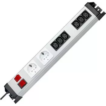 Heinrich Kopp POWERversal Régua de tomadas 8 tomadas com 2 Schuko e 6 tomadas IEC C13, cabo de 1,4 m, preto 227520013