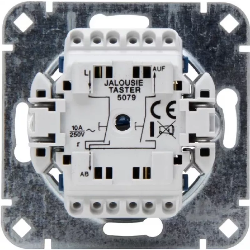 HEINRICH KOPP 507900009 Mecanismo de botão para estore/persiana encastrado, 250V, 10AX, IP20, alumínio