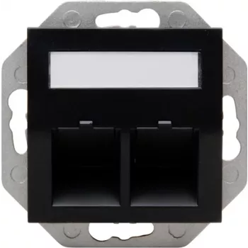 HEINRICH KOPP HK07 Placa de parede Keystone com tampa, IP44, 2 portas, preta 953850004