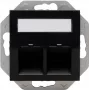 HEINRICH KOPP HK07 Placa de parede Keystone com tampa, IP44, 2 portas, preta 953850004