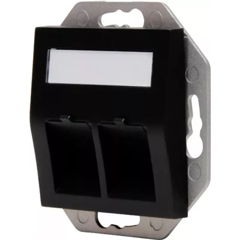 HEINRICH KOPP HK07 Placa de parede Keystone com tampa, IP44, 2 portas, preta 953850004