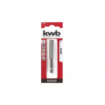 kwb INOX Porta-bits com bainha de aço inoxidável, 1/4 polegadas, magnético, 60 mm 100100