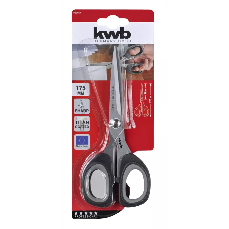 KWB 020917 Tesoura universal 200 mm aço inoxidável Soft Grip preto/vermelho