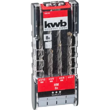 kwb 109145 Conjunto de brocas helicoidais para pedra com ponta de carboneto, 8 peças, 3-10 mm