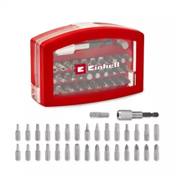Einhell BELT CLIP 118495 conjunto de 32 pontas de aparafusar com Phillips, PoziDriv, fenda, Torx e Torx de segurança em estojo com clipe de cinto