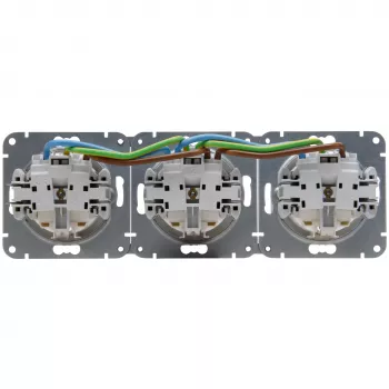 HEINRICH KOPP HK07 KombiQuick tomada Schuko horizontal 3 módulos com proteção para crianças, branco puro 133429002