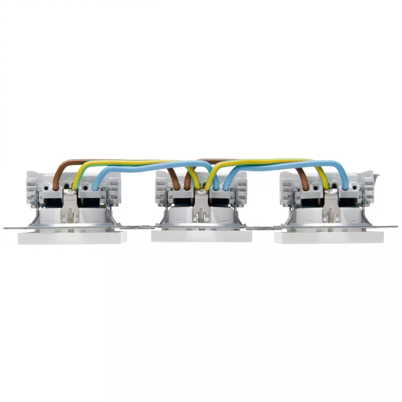 HEINRICH KOPP HK07 KombiQuick tomada Schuko horizontal 3 módulos com proteção para crianças, branco puro 133429002