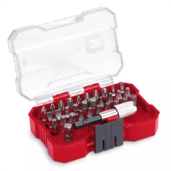Einhell conjunto de 32 pontas de aparafusar com porta-pontas magnético, aço S2, PH/PZ/fenda/Torx/sextavado interior, haste sextavada 1/4 polegadas 118693