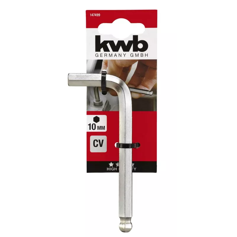 kwb conjunto de chaves Allen 9 peças cabeça esférica métrico aço cromo-vanádio DIN 911 147499