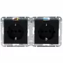 HEINRICH KOPP HK07 KombiQuick tomada encastrada horizontal 2 módulos com proteção para crianças, preto 133850006