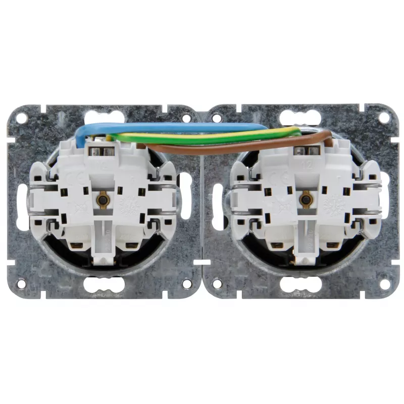 HEINRICH KOPP HK07 KombiQuick tomada encastrada horizontal 2 módulos com proteção para crianças, preto 133850006