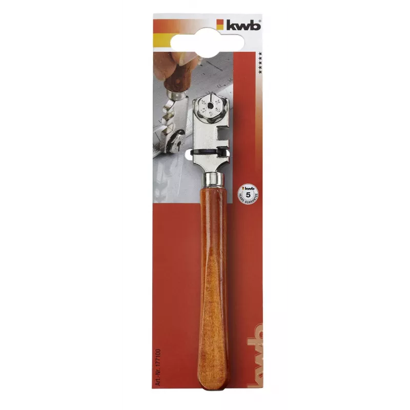 kwb 177100 Corta-vidros de metal duro com cabo de madeira, 185 mm