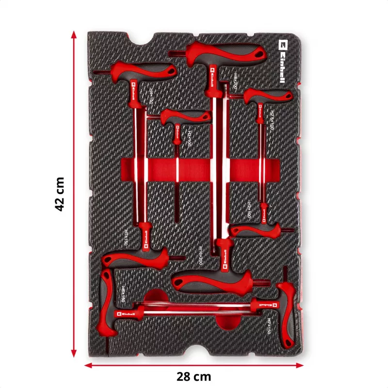 Einhell 370526 Conjunto de inserto de mala de 9 peças para E-Case, vermelho/preto