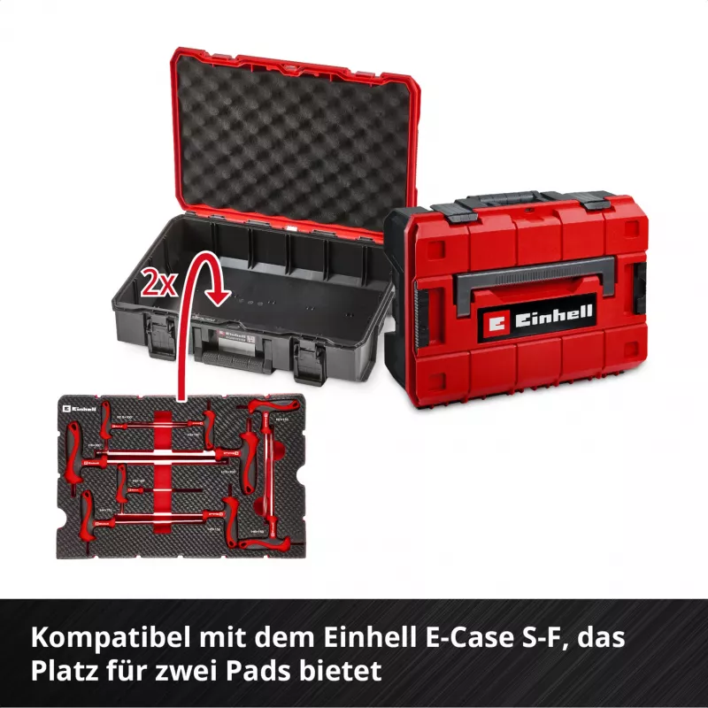 Einhell 370526 Conjunto de inserto de mala de 9 peças para E-Case, vermelho/preto