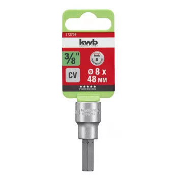 kwb 372708 Bit de chave de caixa sextavado exterior de 8 mm com encaixe de 3/8 polegadas
