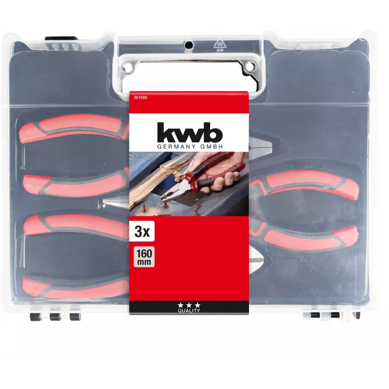 kwb 381090 Conjunto de 3 alicates (alicate universal, alicate de corte, alicate de ponta)