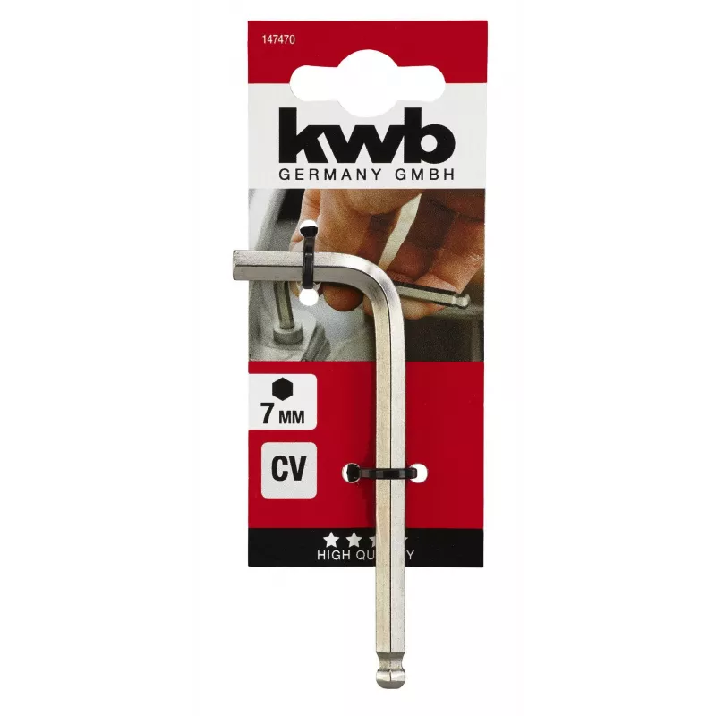 KWB Conjunto de 9 chaves Allen métricas aço cromo-vanádio chaves em L com suporte de plástico 147470
