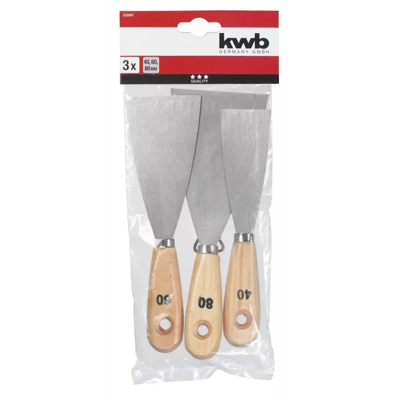 kwb 029997 Conjunto de 4 espátulas aço inoxidável lâminas flexíveis 30-100 mm