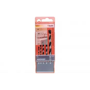 KWB Conjunto de 5 brocas para madeira Rocker 3-8 mm, ponta de centragem, caixa de plástico 044300