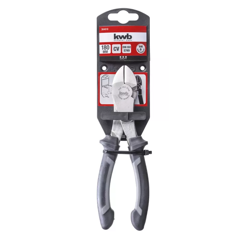 kwb 384010 Alicate de corte lateral de força 160 mm VDE 1000 V aço cromo-vanádio