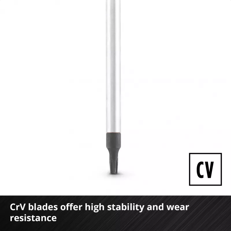 Einhell Conjunto de chaves de fendas Torx universal T10-T30, 5 peças, pontas magnéticas, aço cromo-vanádio, cabos ergonómicos bi-material, oficina e bricolage 370537