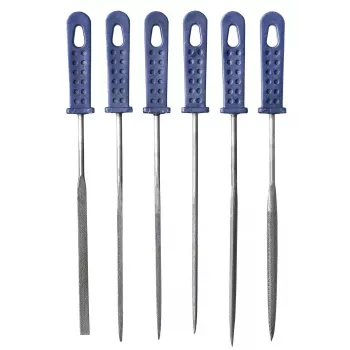 kwb 926000 Conjunto de limas de precisão, 6 peças (160 mm, aço carbono, cabos ergonómicos)