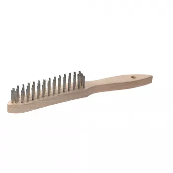 kwb 919930 Escova de arame manual, 3 filas, arame de aço, cerdas onduladas, cabo de plástico, 255 mm