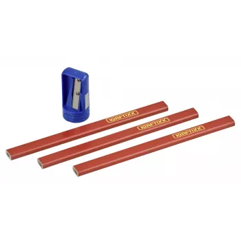 KWB 939290 Conjunto de lápis de carpinteiro com afia-lápis, 4 peças