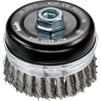 KWB AGGRESSO-FLEX® Escova de copo, entrançada, arame de aço HSS ondulado, 75 mm, rosca M14, para rebarbadora, 1 unid. (719226)